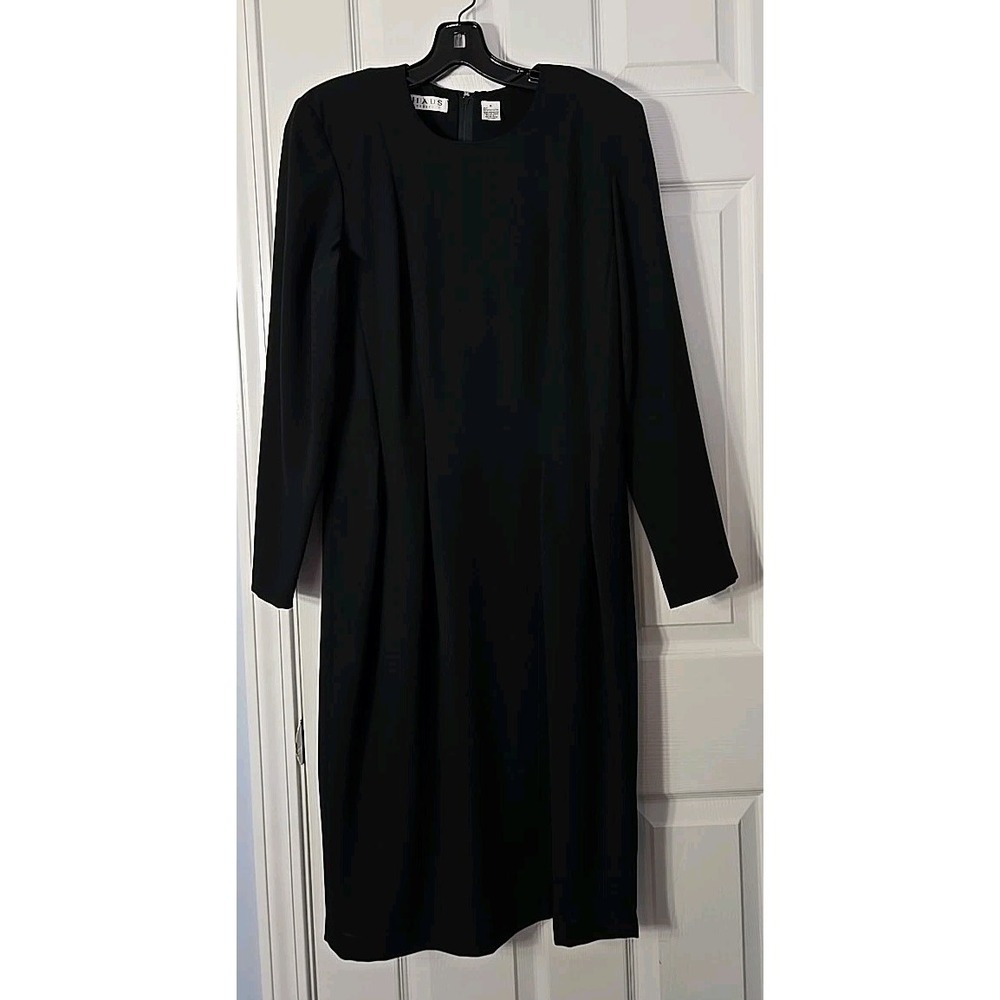 Vintage Chaus Womans Long Sleeve Midi Dress Black Size 8